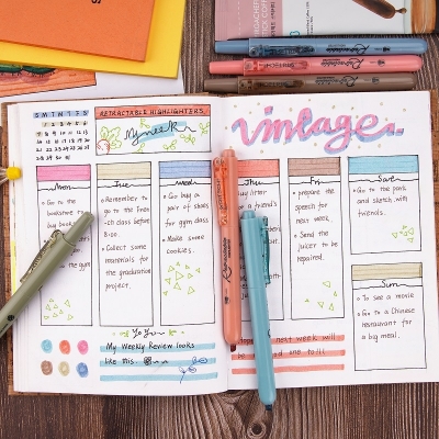 Display textmarker retractabil Writech, 80 buc/set